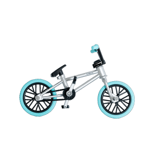 Finger BMX TailWhip plateada con ruedas azules