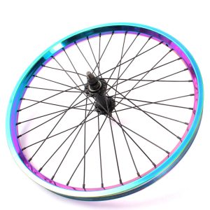 Vista completa de la Rueda KHE delantera doble capa en color Oilslick marca KHEbikes.