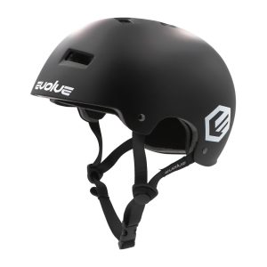 Vista lateral del Casco Evolve Curb Evo en negro mate con detalle de cierre magnético Fidlock.