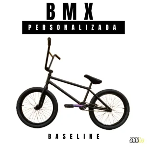 BMX PERSONALIZADA BASELINE negra con detalles en color oil slick.