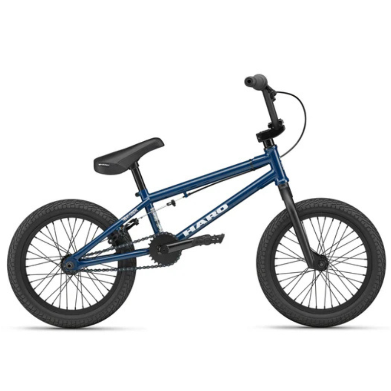 Bicicleta Haro Downtown 16" azul vista lateral completa