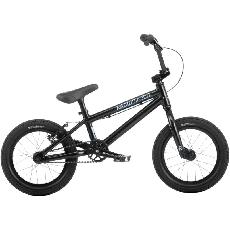 Bicicleta BMX Radio Dice 14 negra vista lateral completa